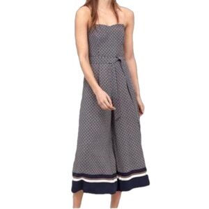 H&M Navy Blue Sleeveless Wide Flare Leg Cropped Sailor Jumpsuit Classic Size 0
